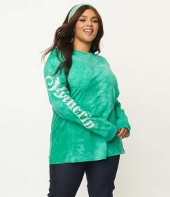 Cakeworthy Plus Size Slytherin Tie Dye Long Sleeve Tee Fan Flair