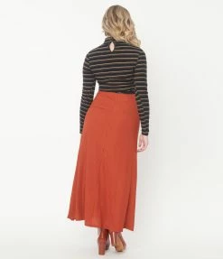 Ellison Rust Rib Knit Maxi Skirt