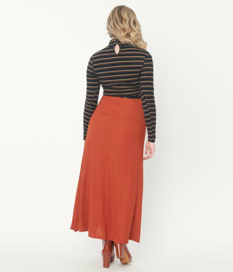 Ellison Rust Rib Knit Maxi Skirt