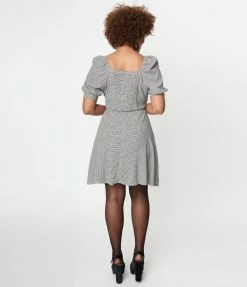 Ellison Black & White Gingham Fit & Flare Dress