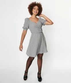 Ellison Black & White Gingham Fit & Flare Dress