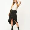 Ellison Sale Black Satin Tulip High Low Skirt
