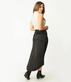 Ellison Sale Black Satin Tulip High Low Skirt