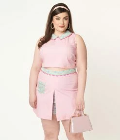 Polly Pocket X Unique Vintage Plus Size 1950s Pink Hide & Seek Skort