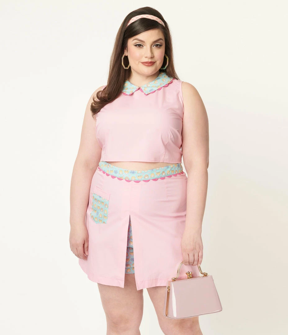 Polly Pocket X Unique Vintage Plus Size 1950s Pink Hide & Seek Skort