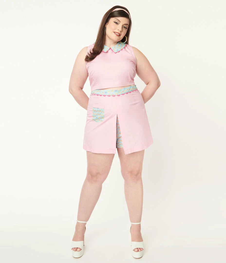 Polly Pocket X Unique Vintage Plus Size 1950s Pink Hide & Seek Skort