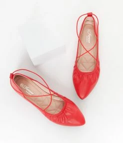 Appleblossom Red Leatherette String Ballet Flat Flats