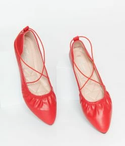 Appleblossom Red Leatherette String Ballet Flat Flats
