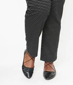 Appleblossom Flats Black Leatherette String Ballet Flat