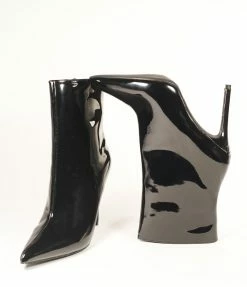 Appleblossom Black Patent Leatherette Stiletto Boots