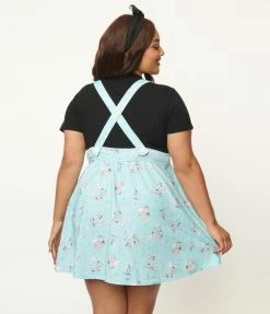 Cakeworthy Plus Size 1950s Mickey & Friends Comic Suspender Flare Skirt Fan Flair