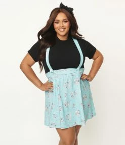 Cakeworthy Plus Size 1950s Mickey & Friends Comic Suspender Flare Skirt Fan Flair