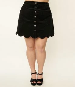 Smak Parlour Plus Size Black Corduroy Campus Mini Skirt Clothing