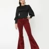 Saints & Hearts Wine Corduroy Flare Pants Sale