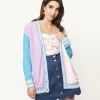 Sale Unique Vintage Pastel Colorblock Drop Shoulder Cardigan
