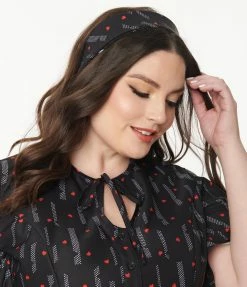 Hair Accessories Unique Vintage Black & White Pin Dots & Hearts Hair Scarf