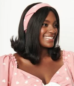 Unique Vintage Light Pink & White Hearts Hair Scarf