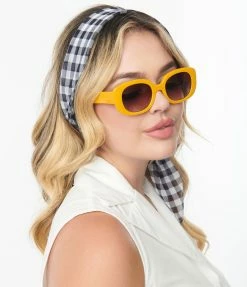 Unique Vintage Black & White Gingham Hair Scarf