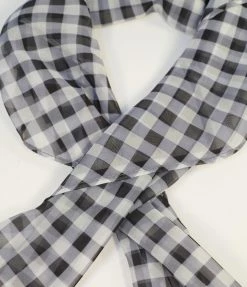 Unique Vintage Black & White Gingham Hair Scarf
