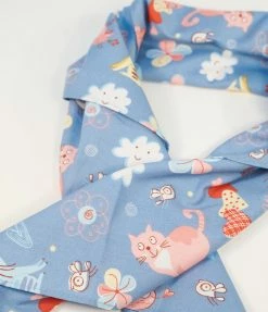 Unique Vintage Light Blue Cat Print Hair Scarf Hair Accessories