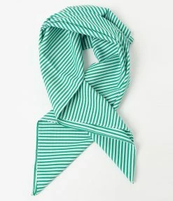 Hair Accessories Unique Vintage Green & White Stripe Hair Scarf