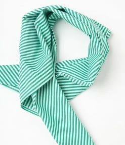 Hair Accessories Unique Vintage Green & White Stripe Hair Scarf