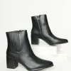 Shoe Addict Black Leatherette Pointed Toe Sabrina Bootie