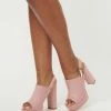 Unique Vintage Pink Suede Buckle Sling Heels Heels & Wedges