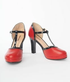 Unique Vintage Brand Unique Vintage Red T-Strap Heels