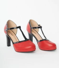 Unique Vintage Brand Unique Vintage Red T-Strap Heels