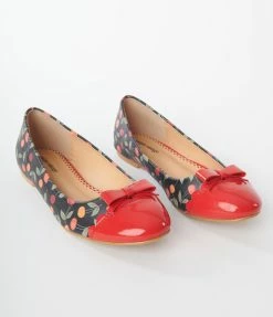 Unique Vintage Cherry Print Flats