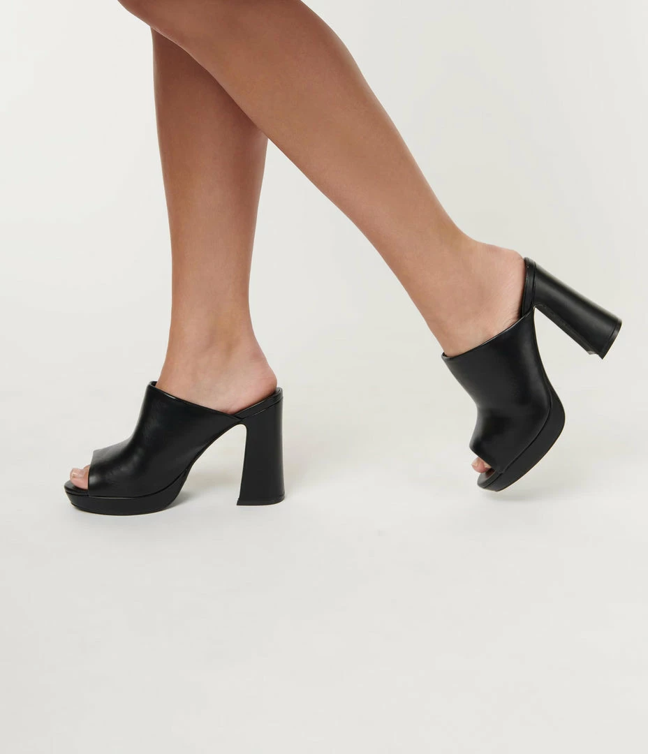 Unique Vintage Black Open Toe Mule Heels