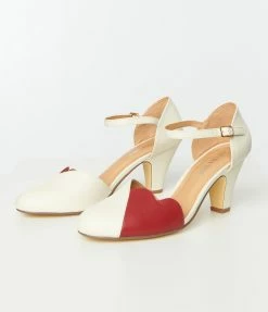 Chelsea Crew Red & Cream Pumps Heels & Wedges