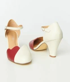 Chelsea Crew Red & Cream Pumps Heels & Wedges