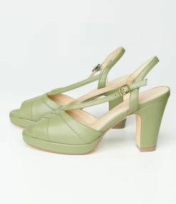 Shoes Chelsea Crew Sage Green Peep Toe Arabel Heels