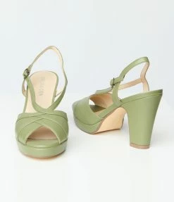 Shoes Chelsea Crew Sage Green Peep Toe Arabel Heels