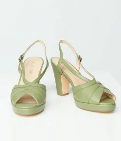 Shoes Chelsea Crew Sage Green Peep Toe Arabel Heels
