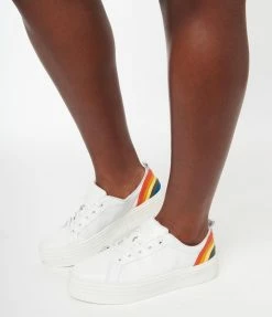 Chelsea Crew White & Rainbow Platform Sneakers