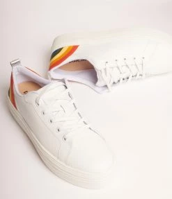 Chelsea Crew White & Rainbow Platform Sneakers