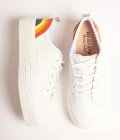 Chelsea Crew White & Rainbow Platform Sneakers
