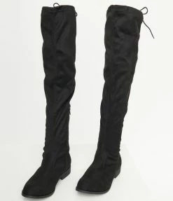 Dayday Fashion Black Suede Thigh-High Boots