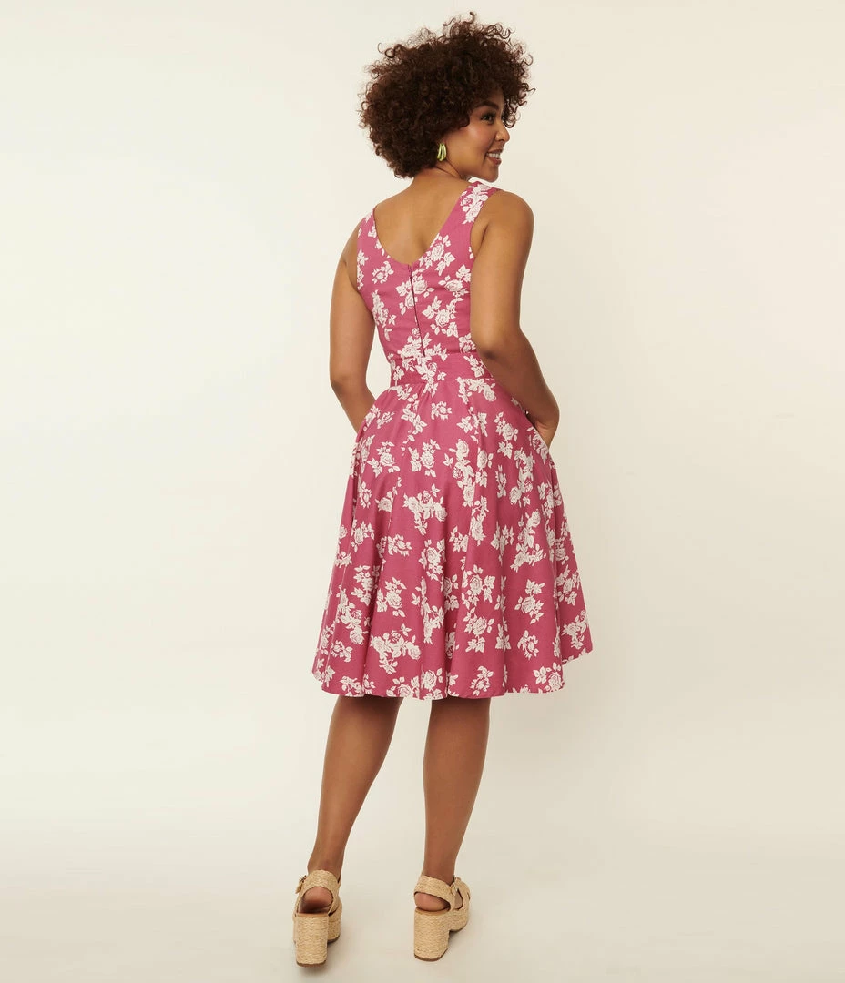 SHEEN Clothing Ltd Pink & White Floral Eve Swing Dress