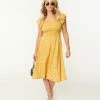 SHEEN Clothing Ltd Golden Yellow & Navy Floral Bree Swing Dress Sale
