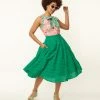 SHEEN Clothing Ltd Green Floral Eyelet Angelina Swing Skirt