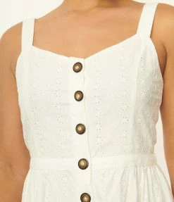 SHEEN Clothing Ltd Bachelorette White Eyelet Button Up Sundress