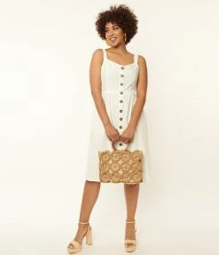 SHEEN Clothing Ltd Bachelorette White Eyelet Button Up Sundress