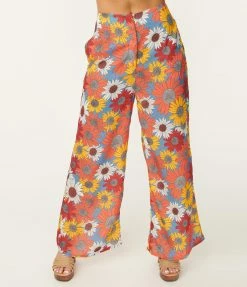 SHEEN Clothing Ltd Sale Orange & Yellow Sunflower Bianza Print Pants & Top Set
