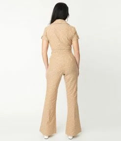 Smak Parlour Tan & White Stars Flare Jumpsuit Sale
