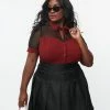 Unique Vintage Plus Size Burgundy Addison Blouse