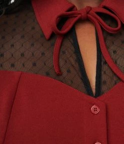 Unique Vintage Plus Size Burgundy Addison Blouse